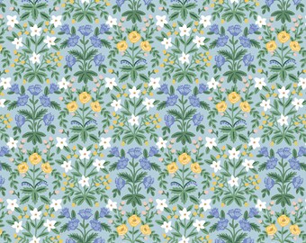 NEW RP906-BL3 Lottie-Blue Multi Fabric, Bramble Collection, Apparel Fabric, Rifle Paper Co fabric, Cotton n Steel