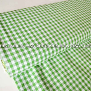 Lime 1/4&quot; Plaid Cotton, Carolina Gingham, Green Yarn Dyed Fabric,  Plaid Quilting fabric, Apparel Fabric,Plaid cotton Scarf,Robert Kaufman