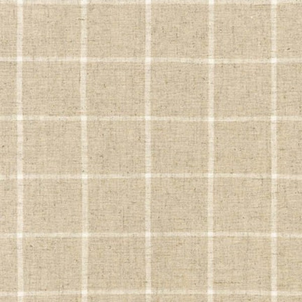 Essex Yarn Dyed  NATURAL Classic Wovens, 1.5" Beige Plaid  Linen Cotton blend, Essex Wovens Plaid Fabric