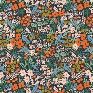 NUOVO tessuto metallizzato multi nero RP204-BM7M Cotton+Steel Rifle Paper Co, 100% cotone per trapuntatura, collezione Bon Voyage, tessuto per abbigliamento
