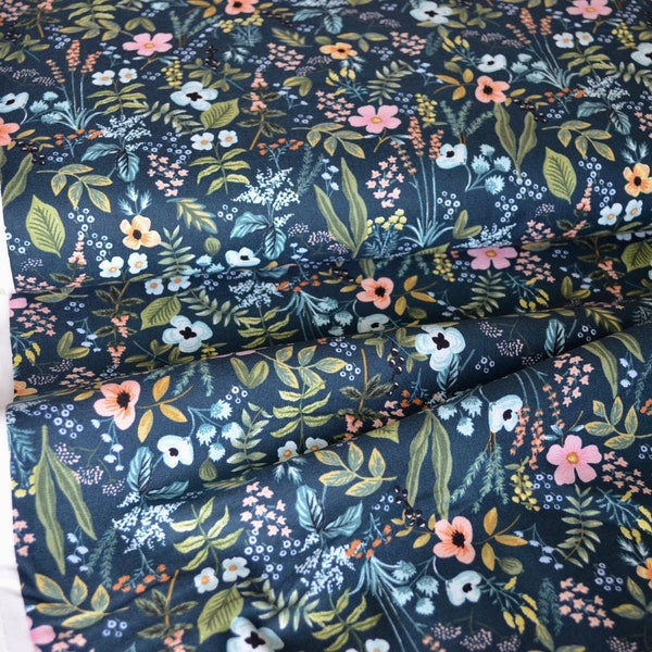 Last pieces Amalfi Herb Garden - Navy Fabric, Cotton+Steel Rifle Paper Co, Amalfi Collection, Navy Flower Fabric, Modern Fabric