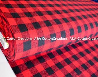May include: Red and black buffalo plaid flannel fabric. A&A Cotton Creations.