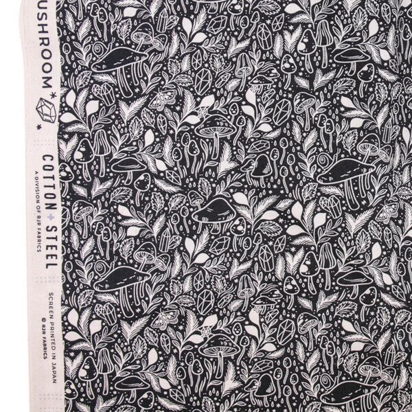 Letztes 11"x44" Stück-Mystical Mushroom-Deep Mulberry Unbleached Fabric, EM101-DM1U Earth Magic Collection, 100% Quilting Baumwolle, Baumwolle n Stahl