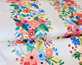 Wildwood-Garden Party Vines-Cream Fabric, Cotton+Steel Rifle Paper Co, Wildwood Collection, Cream Flower Fabric, Apparel Fabric