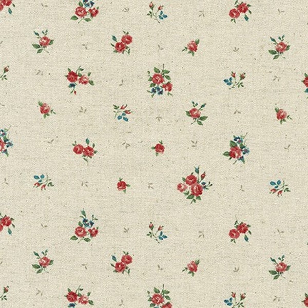 Cotton Flax print, SB-87505D1-1 ROSE by Sevenberry Prints, Decor fabric, Upholstery Fabric, Flax Cotton fabric, Natural Fabric