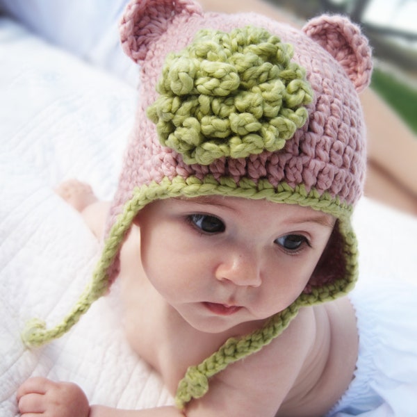 Baby Preemie PDF file Earflap Hat. Flower. Photography Prop. 4 sizes. Australia(013)