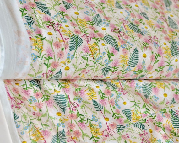 Wildwood - Wildflowers - RP106-PI2 Pink Fabric, Cotton+Steel-Rifle Paper Co, Wildwood Collection, Pink Fabric, Apparel Fabric, Modern Fabric