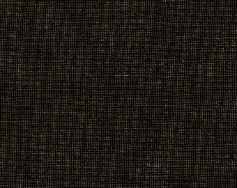 NEW Metallic 1792 LICORICE Linen, Essex Yarn Dyed Linen, Gold Sparkle fabric, Apparel Fabric, Linen fabric, Gold Fabric, Robert Kaufman