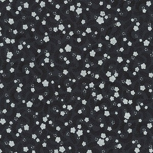 WELM-19503-181 ONYX from Silverstone Collection, Silver Metallic print, Black quilting cotton, quilt weight fabric, Floral Silver Fabric
