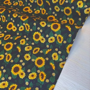 RP1102-NA2 Curio - Sunflower Fields - Navy Fabric,  Apparel Fabric, Rifle Paper Co fabric, Cotton n Steel