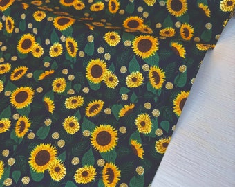 RP1102-NA2 Curio - Sunflower Fields - Navy Fabric,  Apparel Fabric, Rifle Paper Co fabric, Cotton n Steel