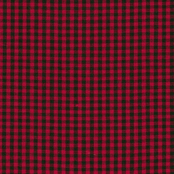 Scarlet 1/8" Plaid Cotton, Carolina Gingham, Red Yarn Dyed Fabric, Black Red Quilting fabric, Apparel Fabric, Plaid cotton, Robert Kaufman