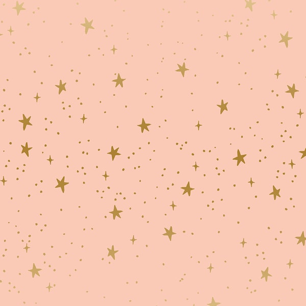 Rifle Paper Co, RP310-BL4M Primavera, Blush Stars Metallic Fabric, 100% quilting cotton, quilt weight fabric