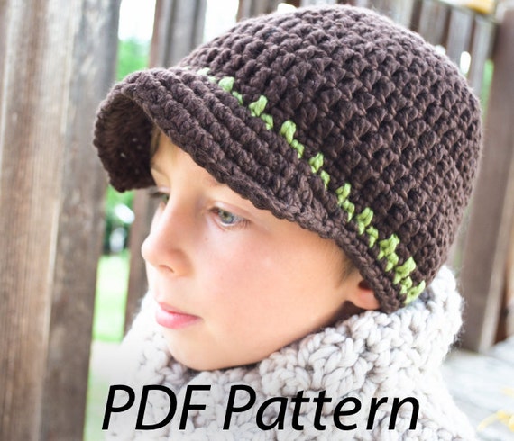 Crochet Pattern Pdf Taylor Visor Beanie Hat for Boys, Girls