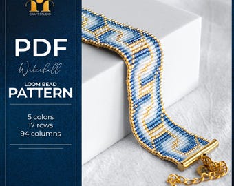 Loom Bead Muster Blau Wasserfall, Loom Armband Muster, Miyuki Delicas, DIY Schmuck (PDF Muster)