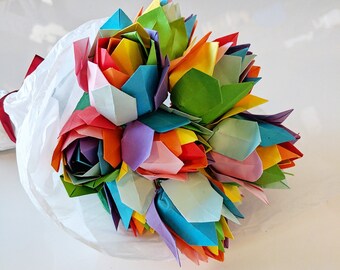 Origami Roses Etsy - origami bouquet rainbow rose bouquet origami roses rainbow paper flowers origami flowers a dozen rainbow roses valentines gift
