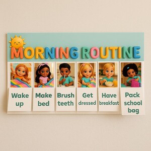 Kids Daily Routine Chart: Visual Morning & Evening Schedule With Reward ...