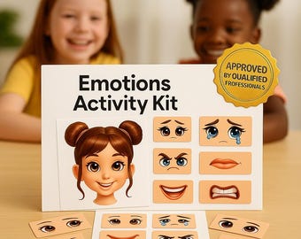 Afdrukbare kit emotiegezichten: spel sociale vaardigheden voor autisme en ADHD (digitale download)