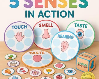 Juego Montessori de los 5 Sentidos: Actividad de clasificación sensorial (PDF)