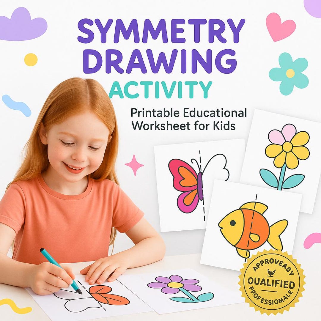 Symmetry Drawing Activity: Printable Kids Worksheet (PDF) - Etsy