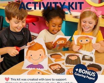 Hair Salon Pretend Play Kit: Kids' Scissor Skills Activity (PDF + Bonus Pages