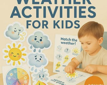 Weather Activity Printable for Kids • Match, Spin & Color Game • Instant Download