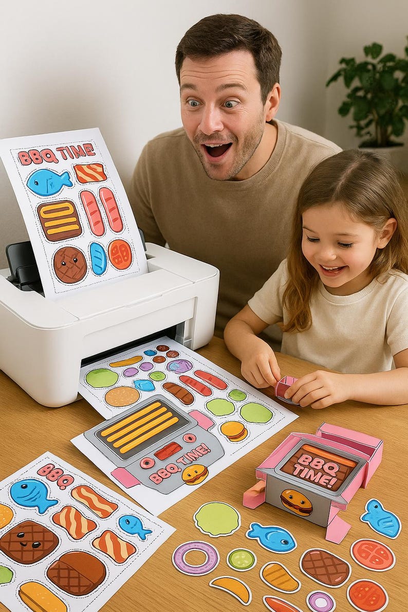 Printable BBQ Paper Toy Kit: Educational Craft Activity for Kids - Etsy