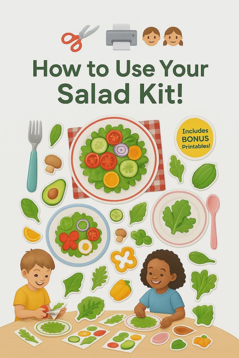 Salad Activity Kit – Printable Cut & Paste Veggie Worksheets PDF - Etsy