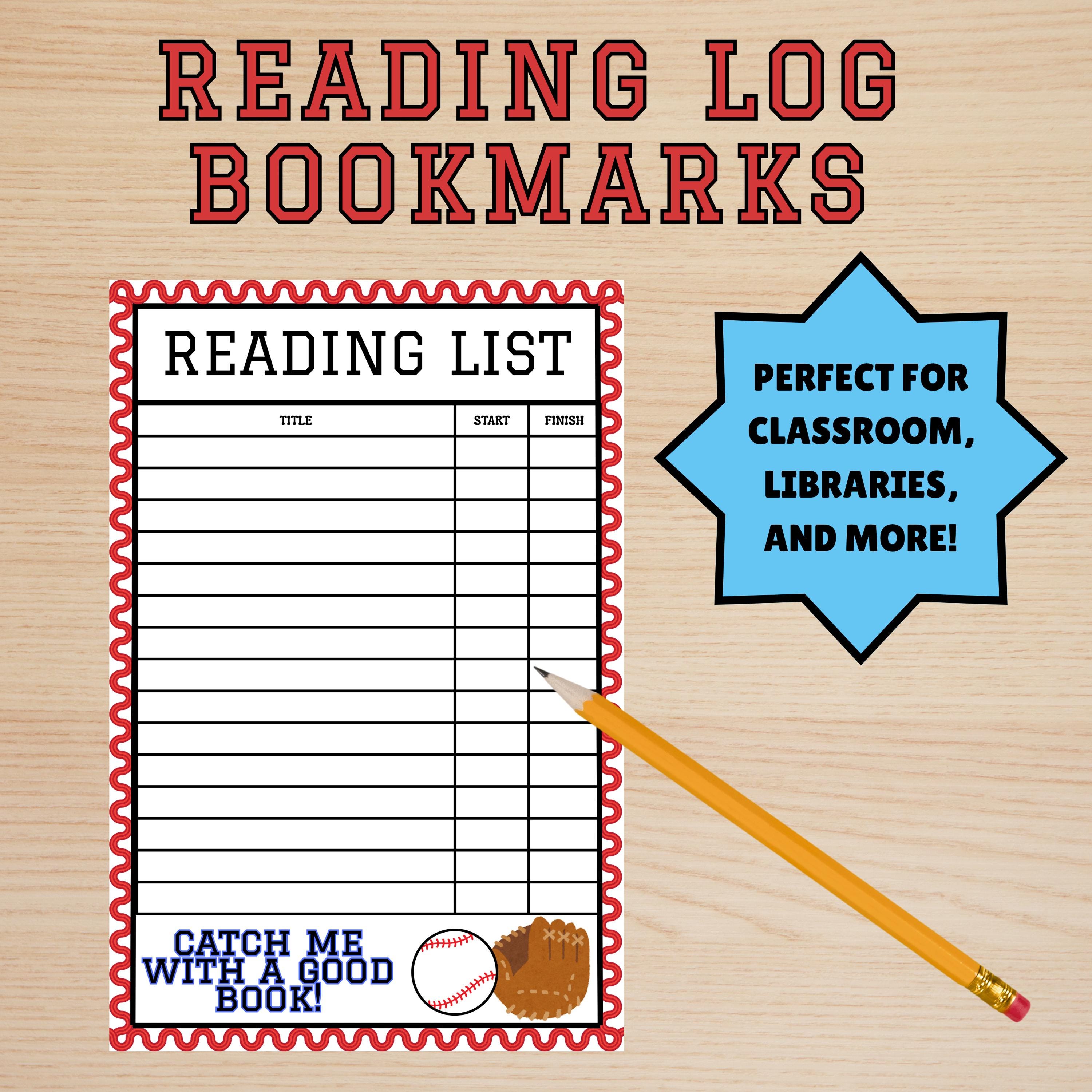 Baseball Reading Log Bookmark: Printable Tracker for Kids (PDF Download ...