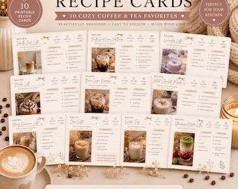 Cozy Café Recipe Cards Printable | Coffee & Tea Recipe Card Set