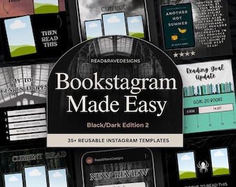 Dark Gothic Bookstagram Templates: Moody Instagram Content (Canva, Digital Download)