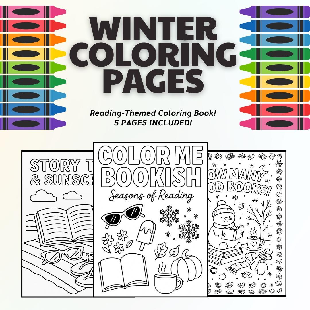 Winter Book Coloring Pages: Cozy Reading Printable (digital Download ...