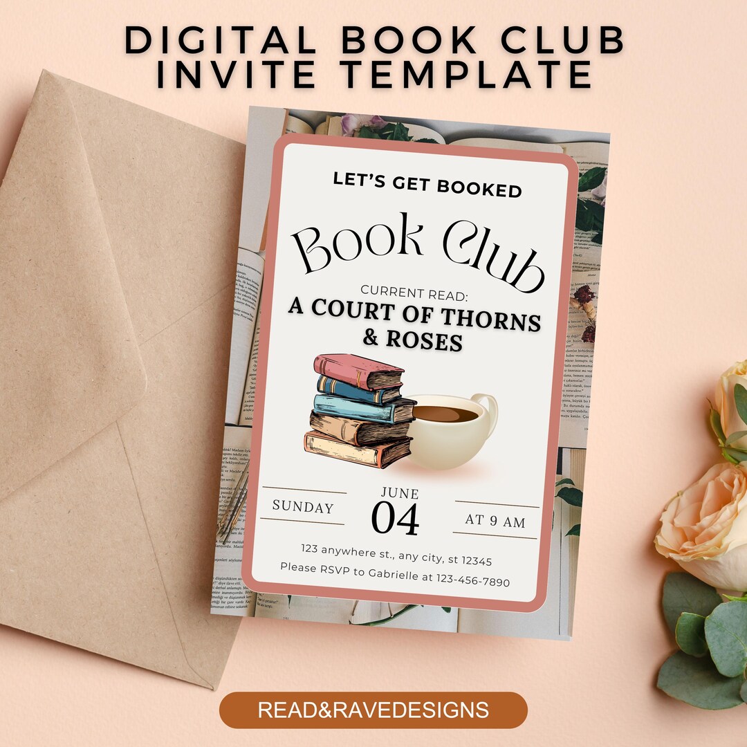 Cozy Book Club Invitation | Editable Canva Template | Printable ...