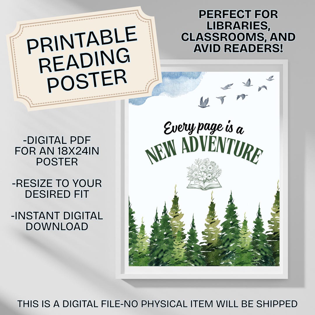 Reading Adventure Poster: Classroom Library Decor (digital Download ...