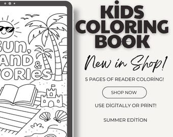 Livre de coloriage livre d'été : motifs de lecture saisonniers (PDF imprimable)