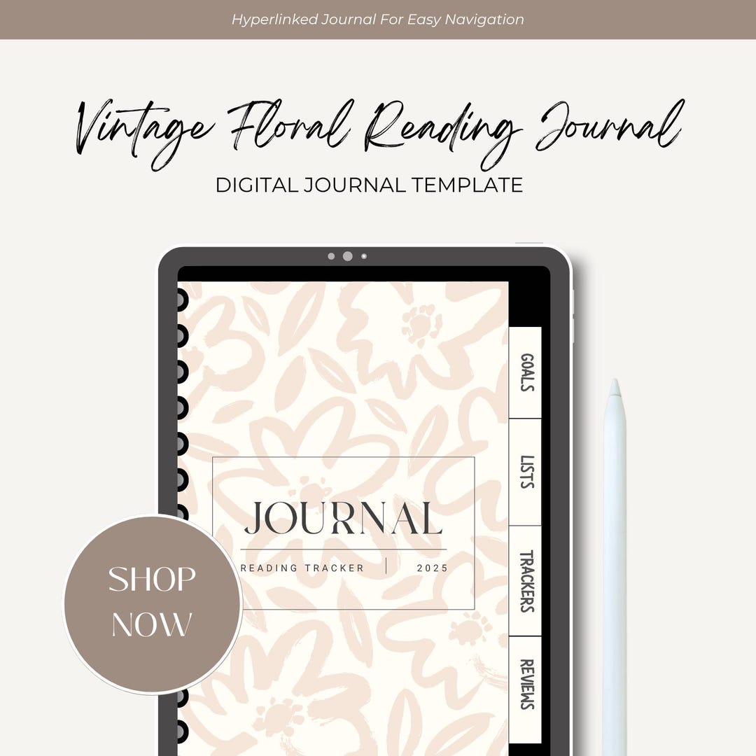 Vintage Floral Digital Reading Journal: PDF Book Tracker & Review Log ...