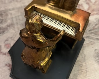 Antique 1932 Beethoven Piano Single Bookend – JB Hirsch, Bronze-Finished, Sought-After Collector Decor.