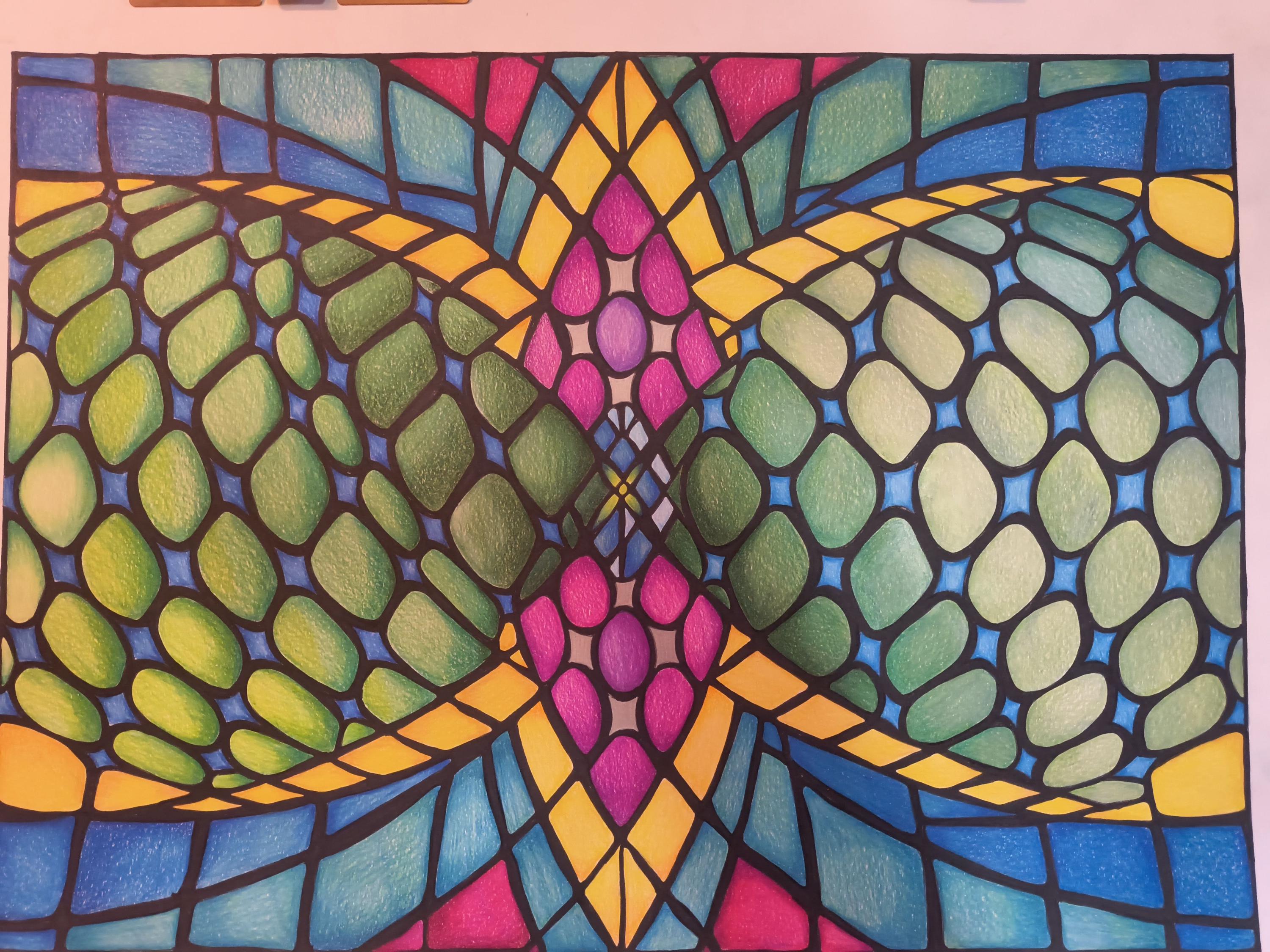 Abstract Color Pencil and Ink Drawing - Etsy