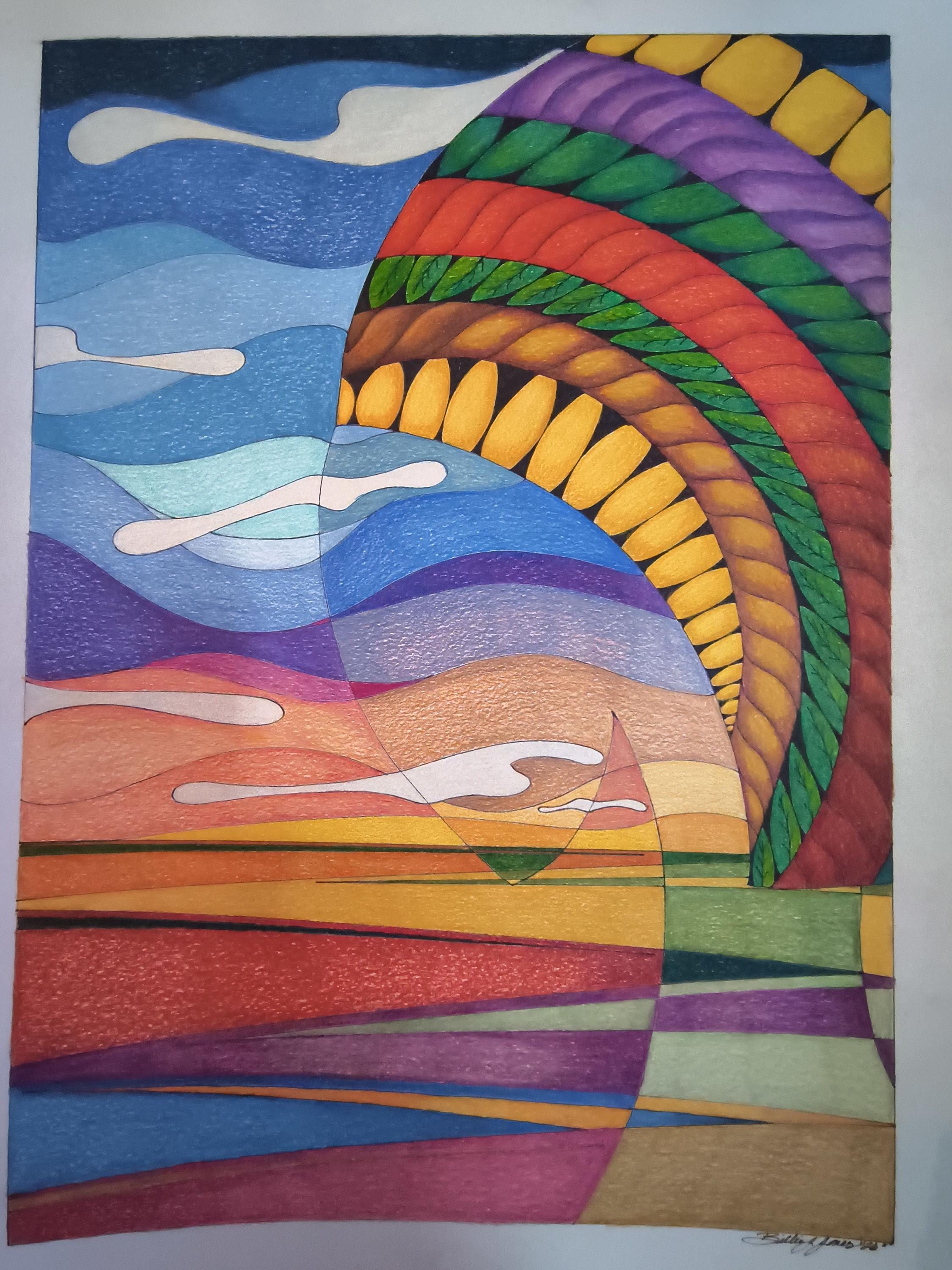 Abstract Color Pencil and Ink Drawing - Etsy