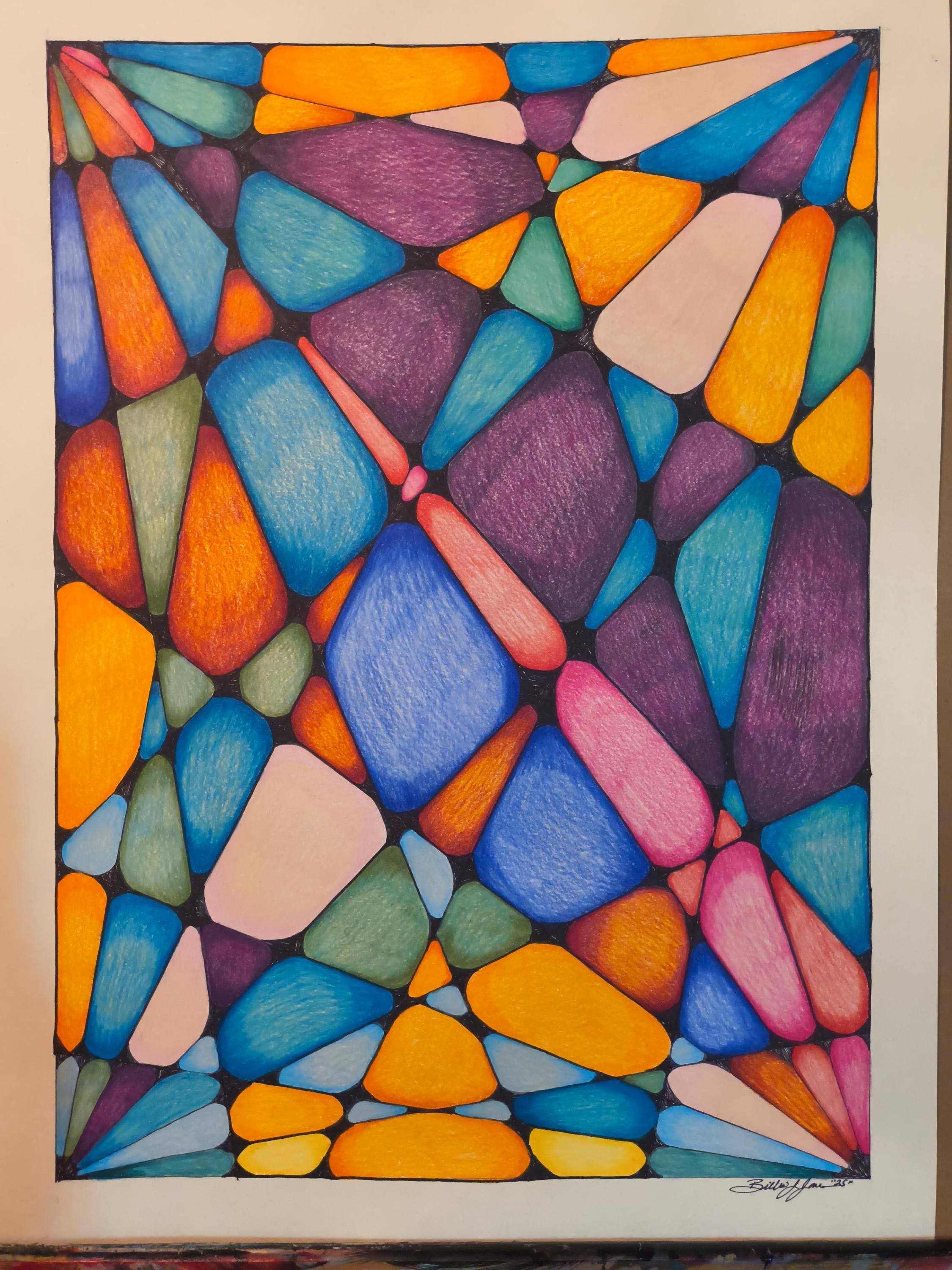 Abstract Color Pencil and Ink Drawing - Etsy
