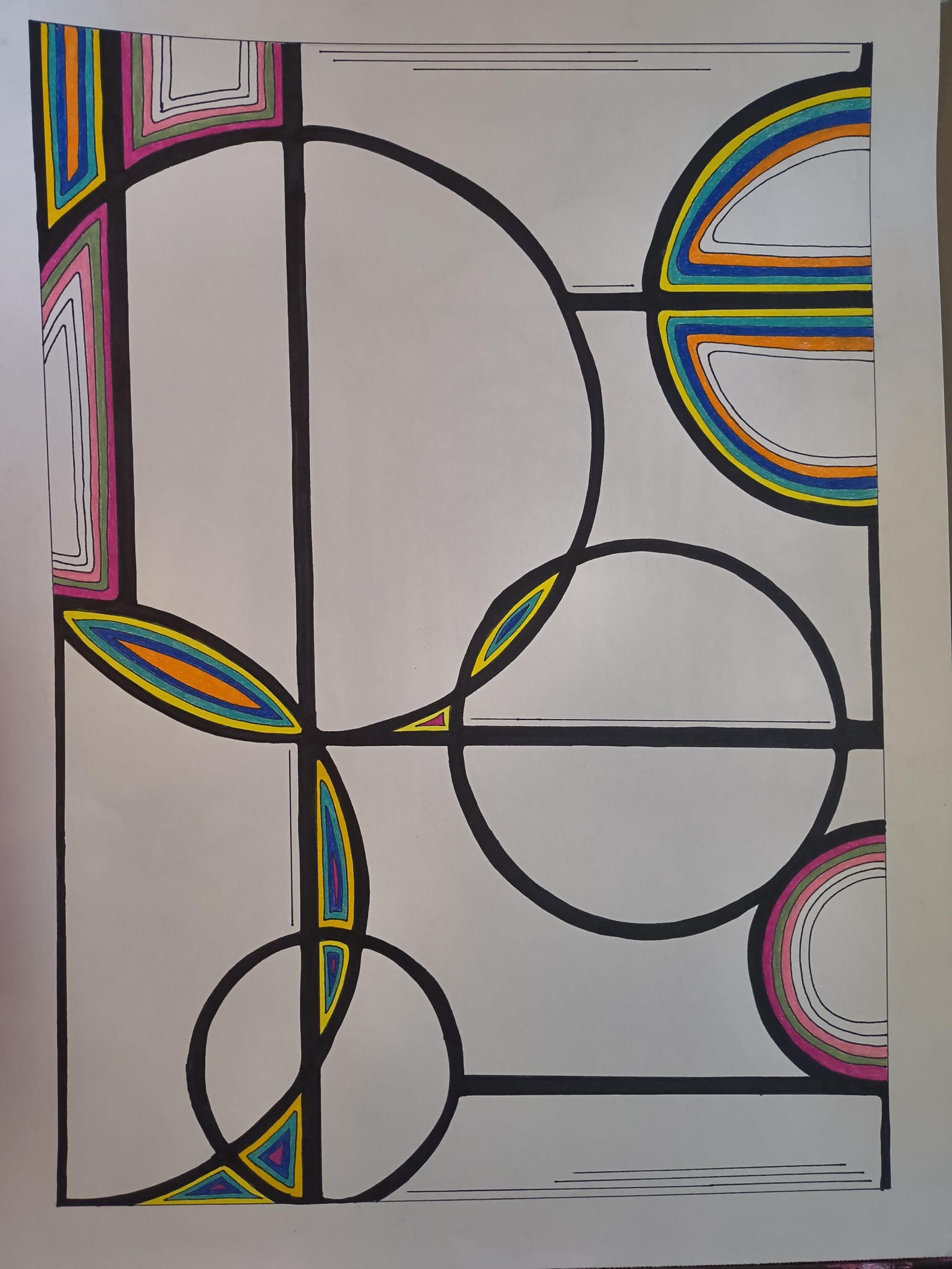 Abstract Color Pencil and Ink Drawing - Etsy