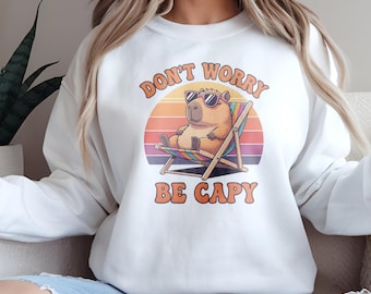 Funny Capybara Beach-png-bestand: maak je geen zorgen, be Capy-sublimatieontwerp (digitale download)