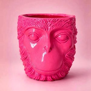 Pop Art Monkey Planter – Pink Monkey Head Flower Pot – Love Monkey Collection