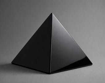 Sculpture pyramidale en béton | Objet d'art noir brillant | Figure décorative minimaliste | Pyramide géométrique | Rose Mortis