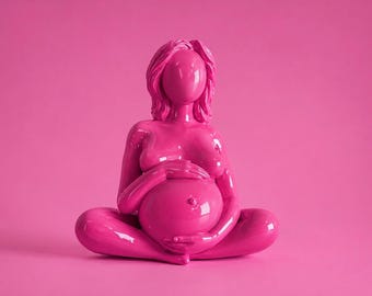 Sculpture Pop Art Rose Bonbon | Figure féminine moulée à la main en béton | Objet Mère | Rose Mortis