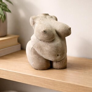 Modern sculpture | Art object: female body made of concrete | Curvy Body | Concrete Grey | Pink Mortis image 3