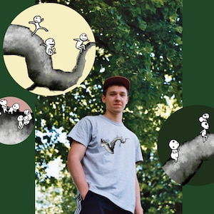 Handdrawn Princess Mononoke Forest Spirit-Inspired T-Shirt | Boxy Fit | Choose Your Colour | Ghibli Kodama-Inspired Original Digital Art