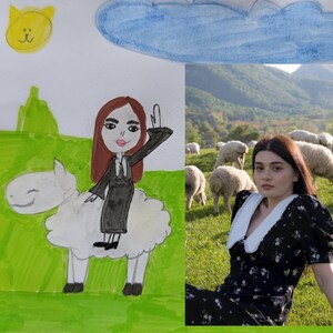 Benutzerdefinierte Porträt gezeichnet von einem Kind, personalisiertes handgemaltes Porträt vom Foto, Kunstwerk von Paaren, Familien und Haustieren, Kinder malen, Cartoon