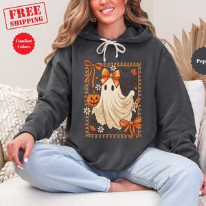 Halloween Ghost Sweatshirt, Cute Ghost Hoodie, Spooky Pumpkin Season Shirt, Halloween Cute Women Outfit, Halloween & Spooky Season Gift