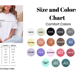 Puede incluir: Camiseta unisex blanca con una tabla de tallas y colores. La tabla muestra varios colores como blanco, negro y rojo. Las medidas est&aacute;n en pulgadas, con tallas que van de la S a la 3XL. La camiseta est&aacute; etiquetada como 1717 Unisex T-Shirt.